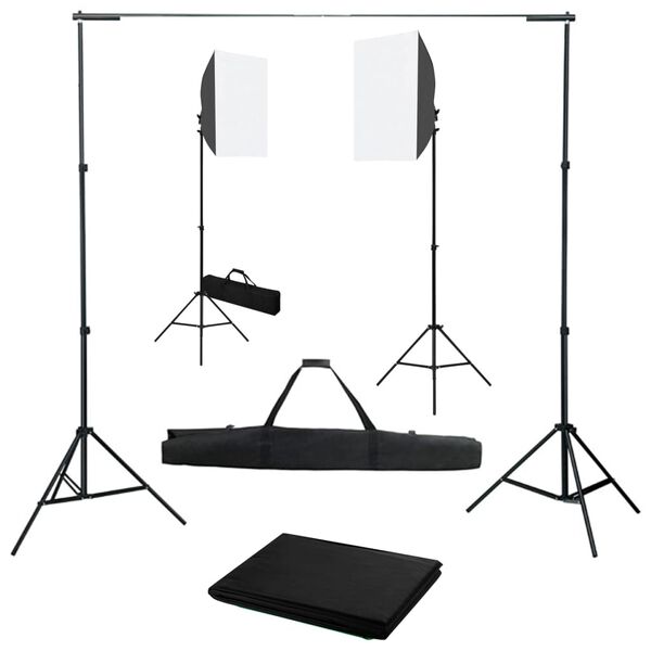 vidaXL Komplet za fotografski studio s softbox svetilkami in ozadjem