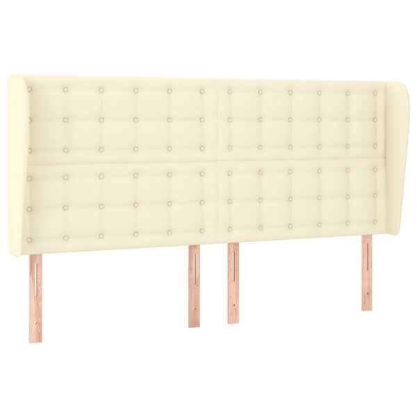 vidaXL Vzglavje z u&scaron;esi krem 183x23x118/128 cm umetno usnje