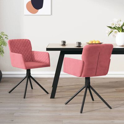 vidaXL Vrtljiv jedilni stol 2 kosa roza žamet