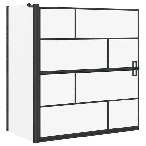 vidaXL Kopalna tuš zavesa Črna in prozorna 116 x 68 x 128 cm