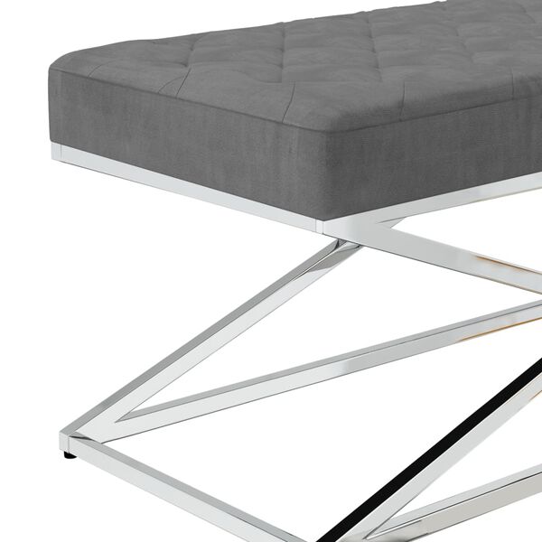 vidaXL Klop temno siv žamet in nerjaveče jeklo