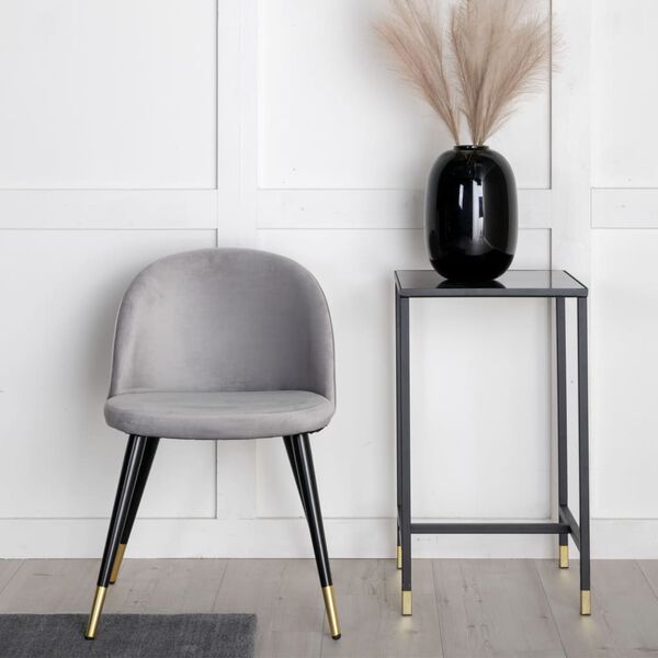 Venture Home Jedilni stol 2 kosa Velvet žamet črna, medenina in siva