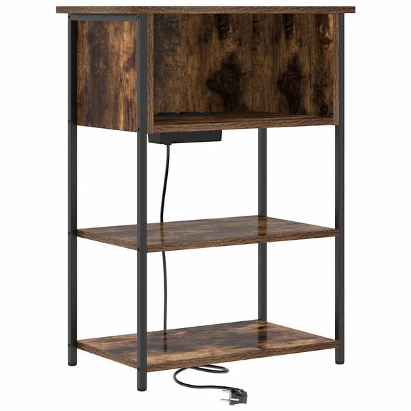 vidaXL Nočna omarica Dimljeni oreh 55 x 31 x 76 cm Konstruiran les