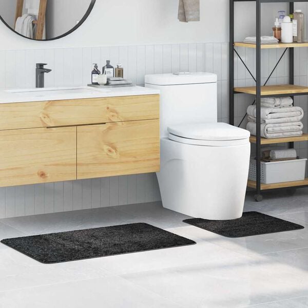 vidaXL Set protidrsnih kopalnih preprog 2 pcs Temno siva PP