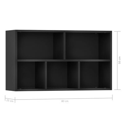 vidaXL Knjižna omara / komoda črna 50x25x80 cm iverna plošča