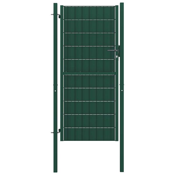 vidaXL Ograjna vrata PVC in jeklo 100x204 cm zelena