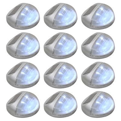 vidaXL Zunanje solarne stenske svetilke LED 12 kosov okrogle srebrne