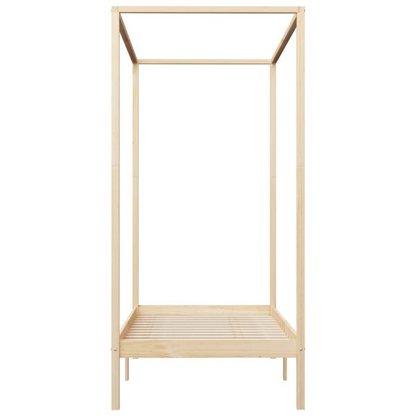 vidaXL Posteljni okvir z baldahinom in 2 predaloma borovina 90x200 cm