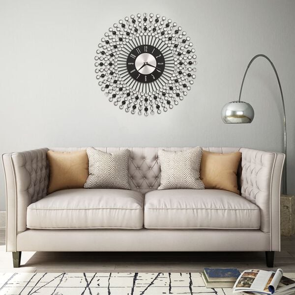 vidaXL Stenska ura kovinska 43 cm črna