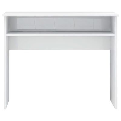 vidaXL Pisalna miza visok sijaj bela 90x50x74 cm iverna plošča