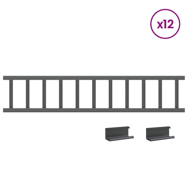 vidaXL Snežni varovalni sistem za strehe Antracit 1200 x 2,5 x 20 cm