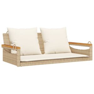 vidaXL Gugalna klop z blazinami bež 109x62x40 cm poli ratan