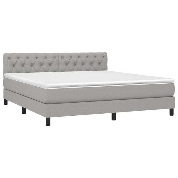 vidaXL Box spring postelja z vzmetnico svetlo siva 160x200 cm žamet