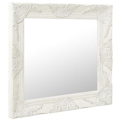 vidaXL Stensko ogledalo v baročnem stilu 50x50 cm belo