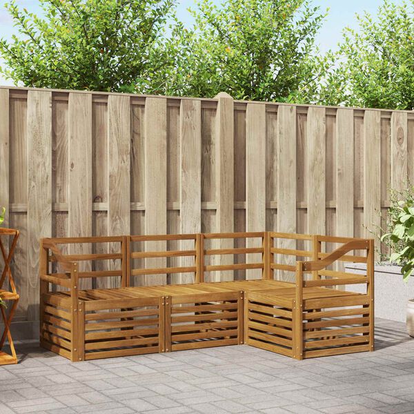 vidaXL Sedežne garniture 4 pcs Naravna Masiven les akacije