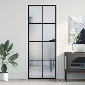 vidaXL Notranja vrata ozka črna 76x201,5 cm kaljeno steklo in aluminij