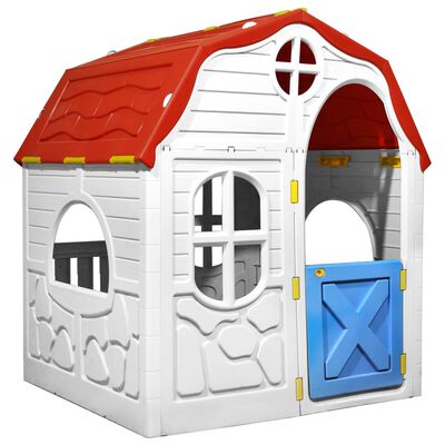 vidaXL Zložljiva otroška hišica z delujočimi vrati in okni