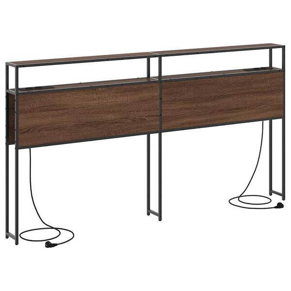 vidaXL Skladi&scaron;čni naslon s polico Rjavi hrast 180 cm Konstruiran les