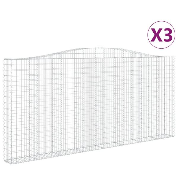 vidaXL Obokane gabion ko&scaron;are 3 kosi 400x30x180/200 cm pocinkano železo