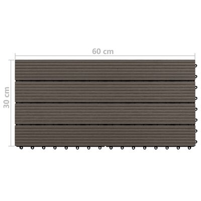 vidaXL Talne plošče 6 kosov WPC 60x30 cm 1,08 m² temno rjave