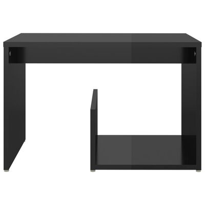 vidaXL Stranska mizica visok sijaj črna 59x36x38 cm iverna plošča