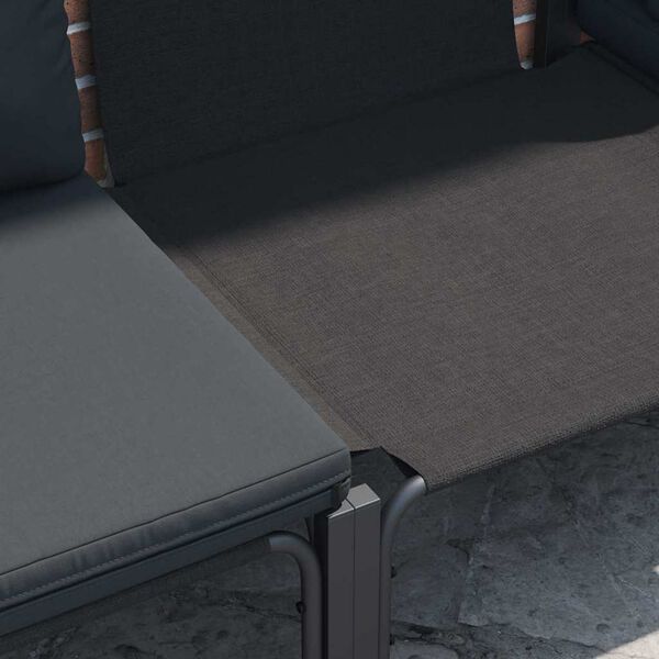 vidaXL Vrtna sedežna garnitura z blazino 12 pcs Črna Jeklo