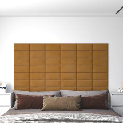 vidaXL Stenski paneli 12 kosov rjavi 30x15 cm žamet 0,54 m²
