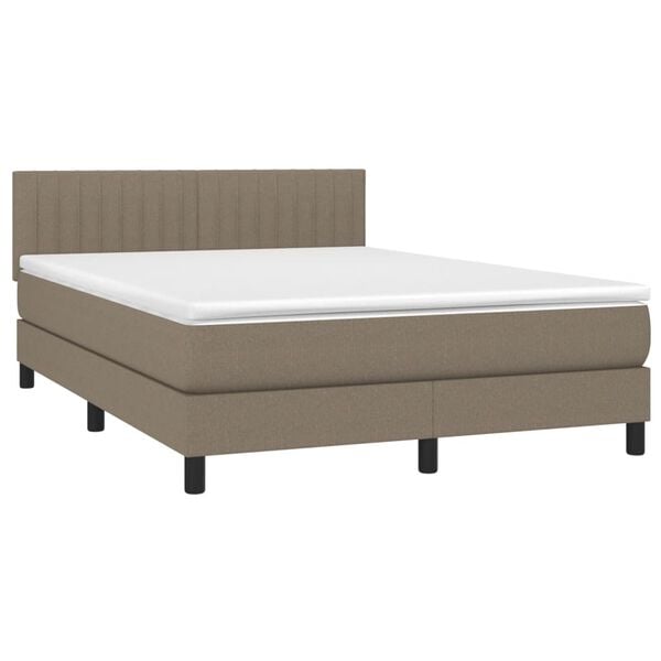 vidaXL Box spring postelja z vzmetnico taupe 140x190 cm blago