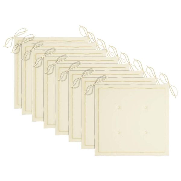 vidaXL Zložljivi zunanji stoli z blazinami 8 kosov trden akacijev les