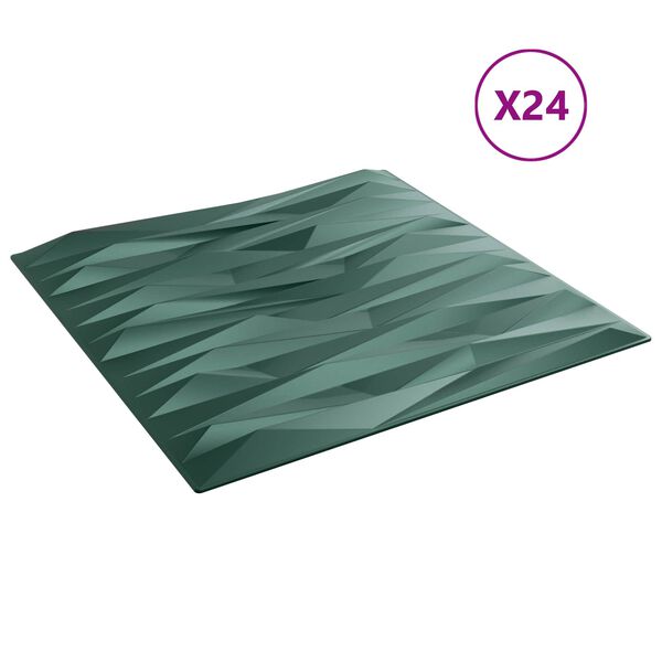 vidaXL Stenske plo&scaron;če 24 pcs Kamen Zelen 50 x 50 cm XPS Pena