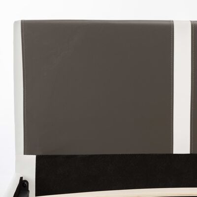 vidaXL Postelja z vzmetnico sivo in belo umetno usnje 180x200 cm