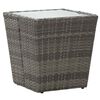 vidaXL Čajna mizica siva 41,5x41,5x43 cm poli ratan in kaljeno steklo