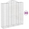 vidaXL Obokane gabion košare 8 kosa 200x50x200/220 cm pocinkano železo