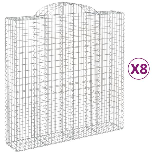 vidaXL Obokane gabion košare 8 kosa 200x50x200/220 cm pocinkano železo