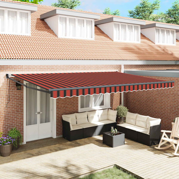 vidaXL Senčnik Oranžna in Rjava 500 x 300 x 165 cm Poliester in kovina