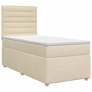 vidaXL Postelja boxspring z vzmetnico Krem 80 x 200 cm Blago