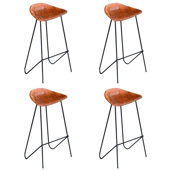 vidaXL Barski stoli 4 kosi pravo usnje rjavi