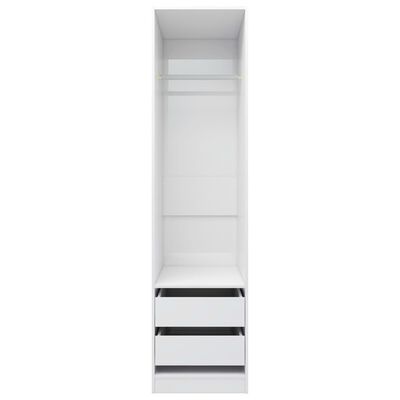 vidaXL Garderobna omara s predali visok sijaj bela 50x50x200 cm