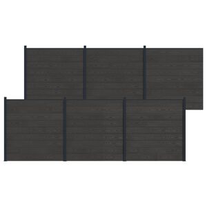 vidaXL Plo&scaron;ča ograje 6 pcs WPC in aluminij Črna