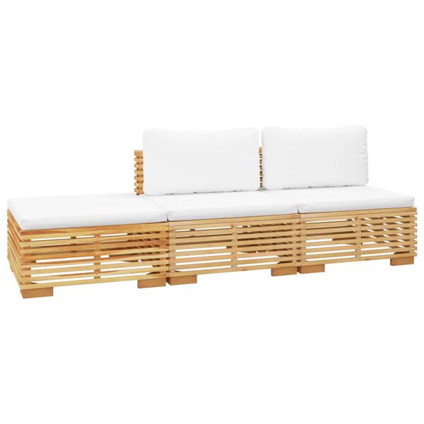 vidaXL Vrtna sedežna garnitura 3-delna z blazinami trdna tikovina