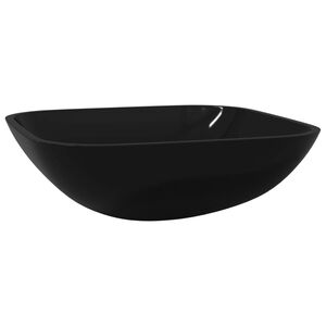 vidaXL Steklen umivalnik 42x42x14 cm črne barve