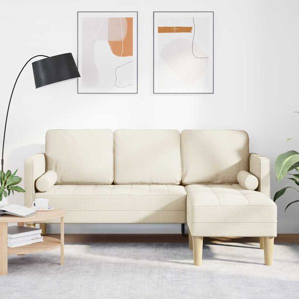 vidaXL Kavčna garnitura z blazino Laneno platno Poliester