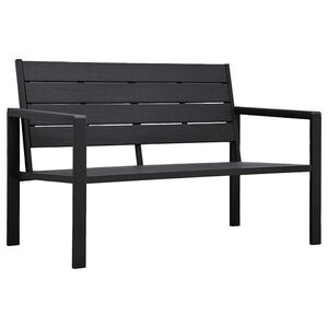 vidaXL Vrtna klop 120 cm HDPE črna videz lesa