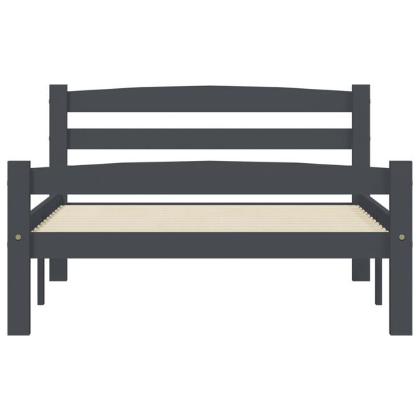 vidaXL Posteljni okvir z 2 predaloma temno siva borovina 100x200 cm