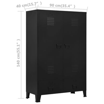 vidaXL Garderobna omara industrijska črna 90x40x140 cm jeklo