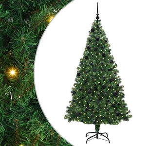 vidaXL Umestno božično drevo Zelena 210 cm PVC, jeklo in plastika