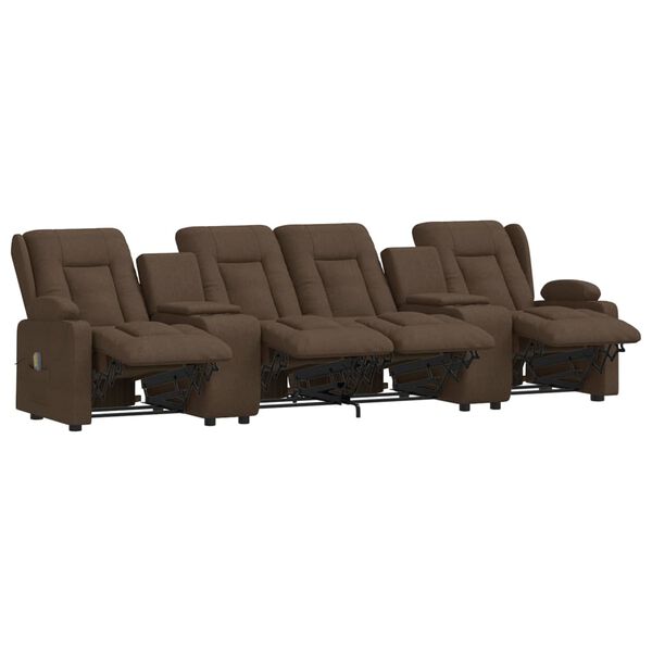 vidaXL Masažni štirised z držali za skodelico rjavo blago