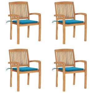 vidaXL Vrtni stoli z blazinami 4 kosi trdna tikovina