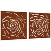 vidaXL Vrtne stenske dekoracije 2 kosa 105x55 cm corten jeklo vrtnica