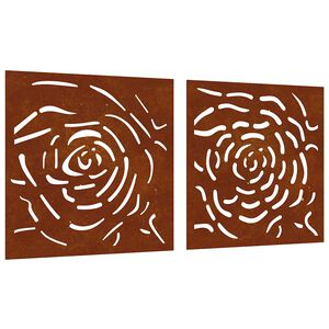 vidaXL Vrtne stenske dekoracije 2 kosa 105x55 cm corten jeklo vrtnica